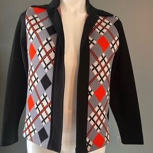 Vintage Stylish Black and orange Argyle Women's Jacket